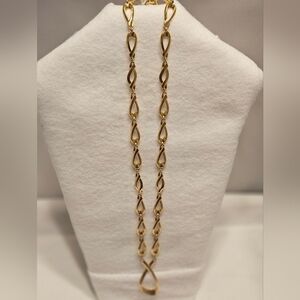 Vintage Gold Tone Teardrop Link Chain Necklace
